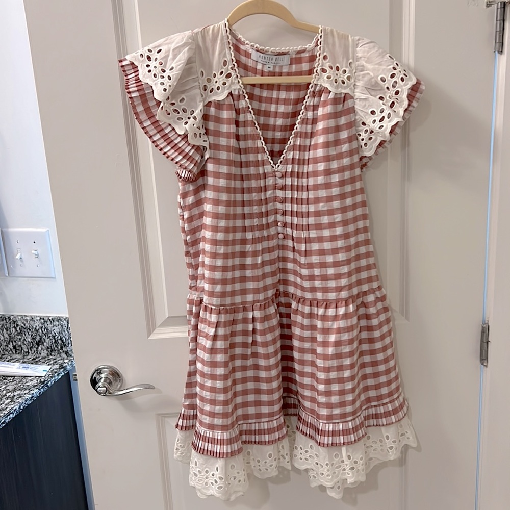 Hunter Bell Pink and White Gingham Mini Dress